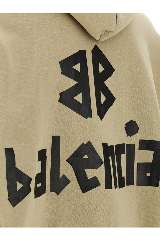 'Ripped Pocket Tape Type' hoodie Beige