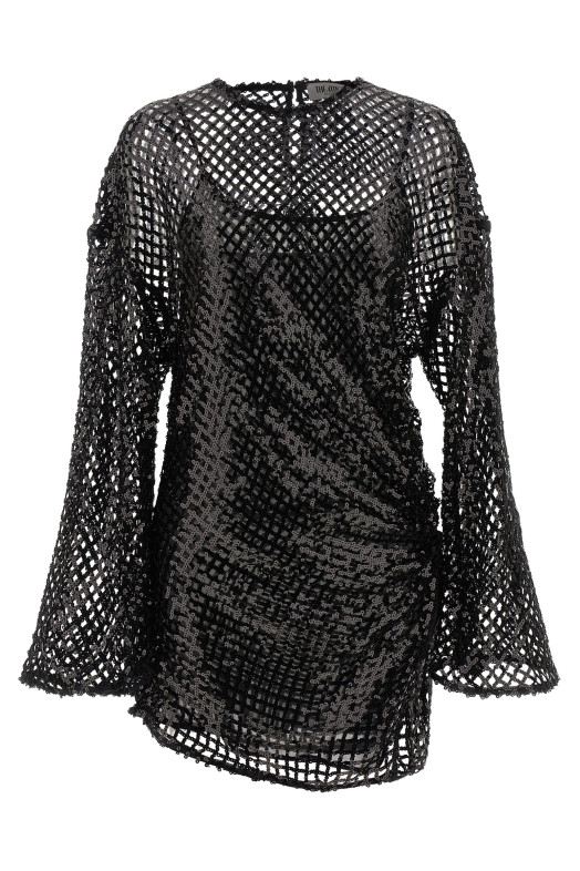 Sequin mesh dress Black