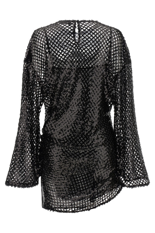 Sequin mesh dress Black
