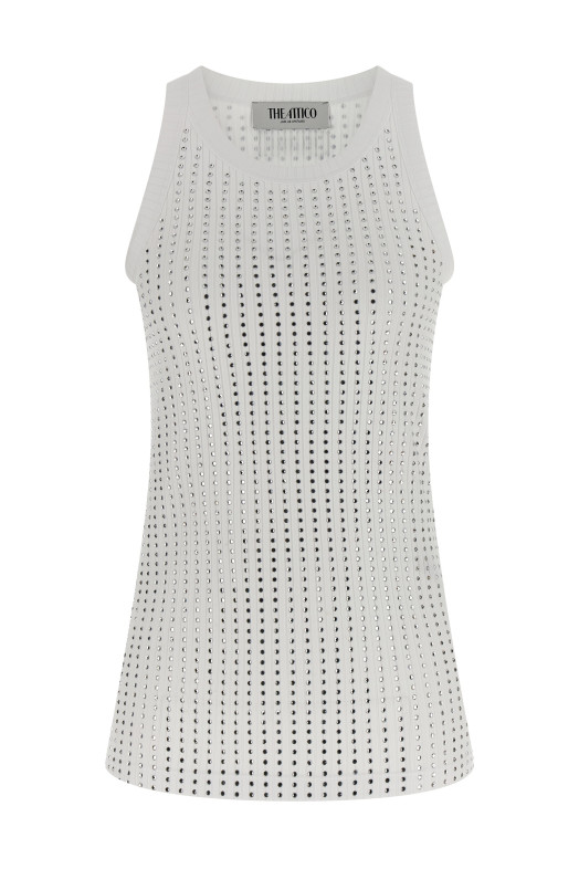 Rhinestone tank top White