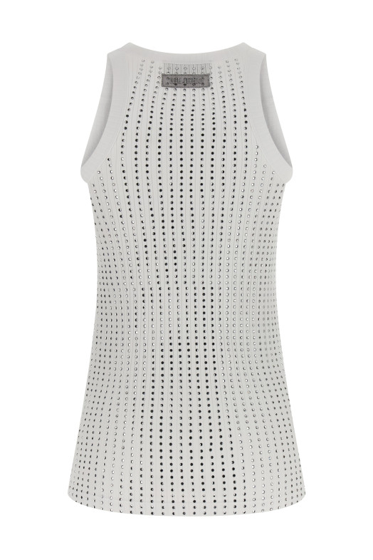 Rhinestone tank top White