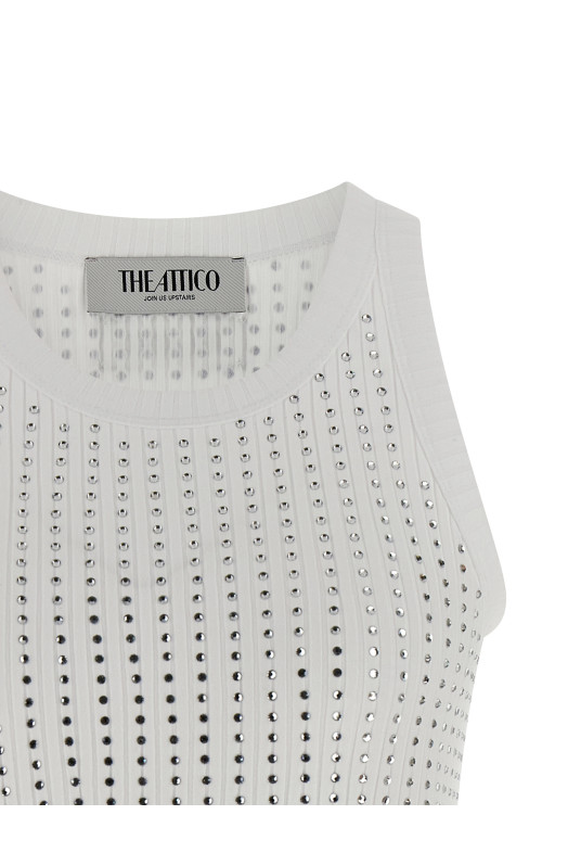 Rhinestone tank top White