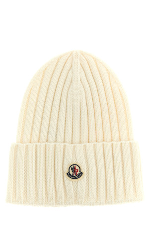 Вовняна шапка з ребрами Біла MONCLER K20933B00036A9327030 Вовняна шапка з ребрами Біла MONCLER K20933B00036A9327030