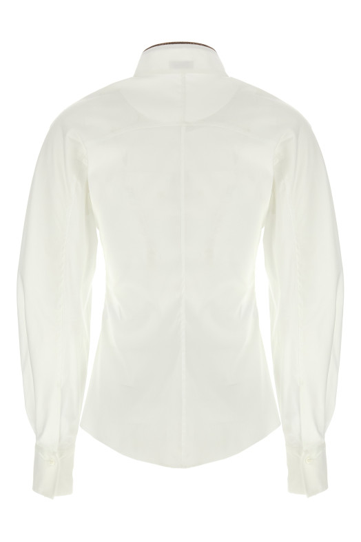 Рубашка с блестящим воротником, белая M0091NL936C159