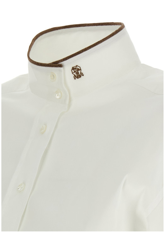 Рубашка с блестящим воротником, белая M0091NL936C159