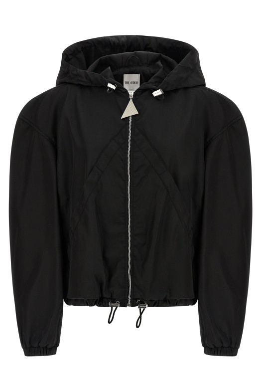 Maxi hood bomber jacket Black