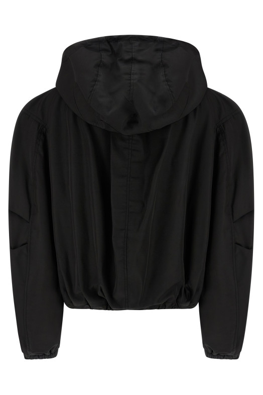 Maxi hood bomber jacket Black