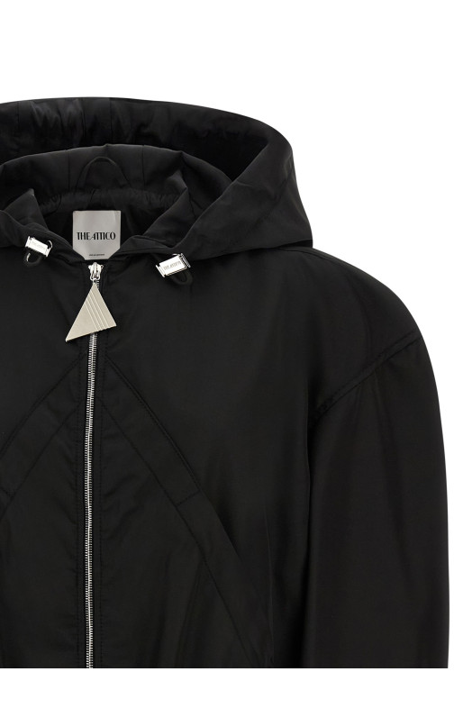 Maxi hood bomber jacket Black