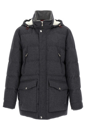 Фланелева пухова куртка Сіра BRUNELLO CUCINELLI MM4701823CXS29 Фланелева пухова куртка Сіра BRUNELLO CUCINELLI MM4701823CXS29