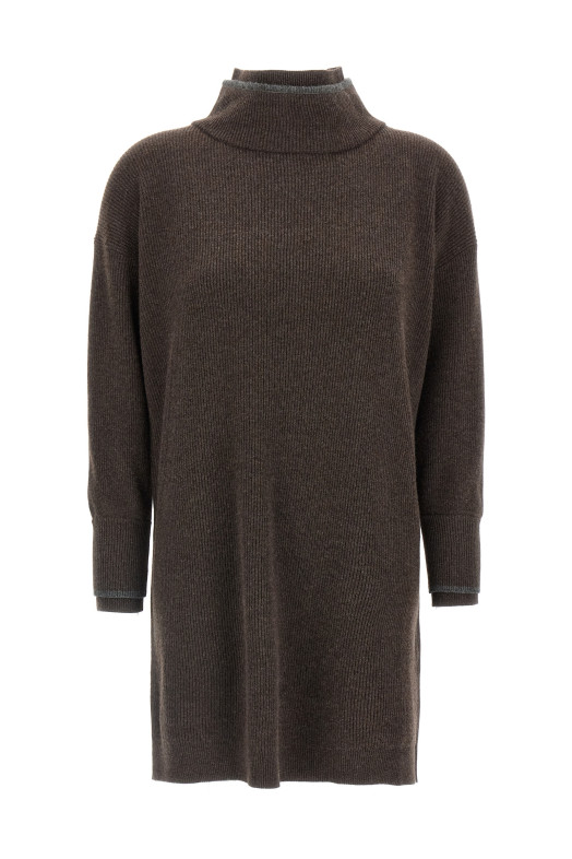 Двошарове плаття коричневе BRUNELLO CUCINELLI M16222A94CNE47 Двошарове плаття коричневе BRUNELLO CUCINELLI M16222A94CNE47