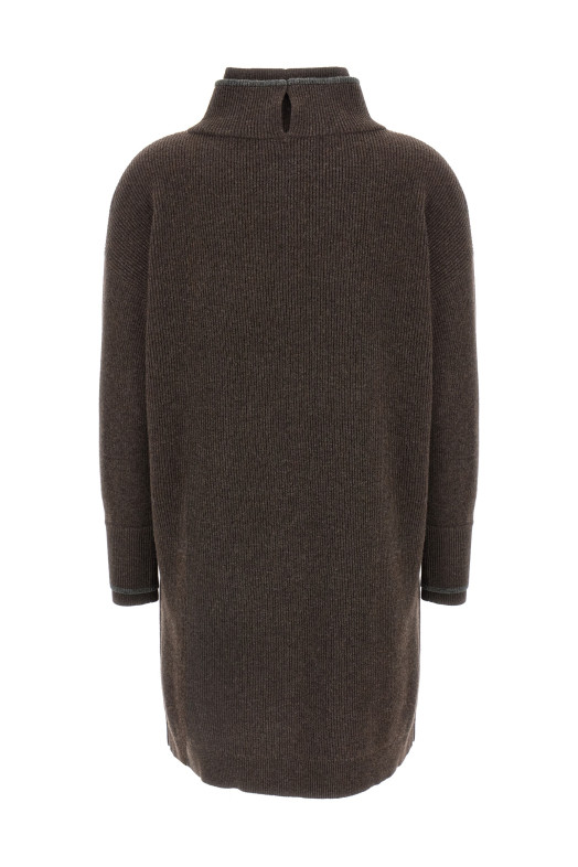 Двошарове плаття коричневе BRUNELLO CUCINELLI M16222A94CNE47 Двошарове плаття коричневе BRUNELLO CUCINELLI M16222A94CNE47