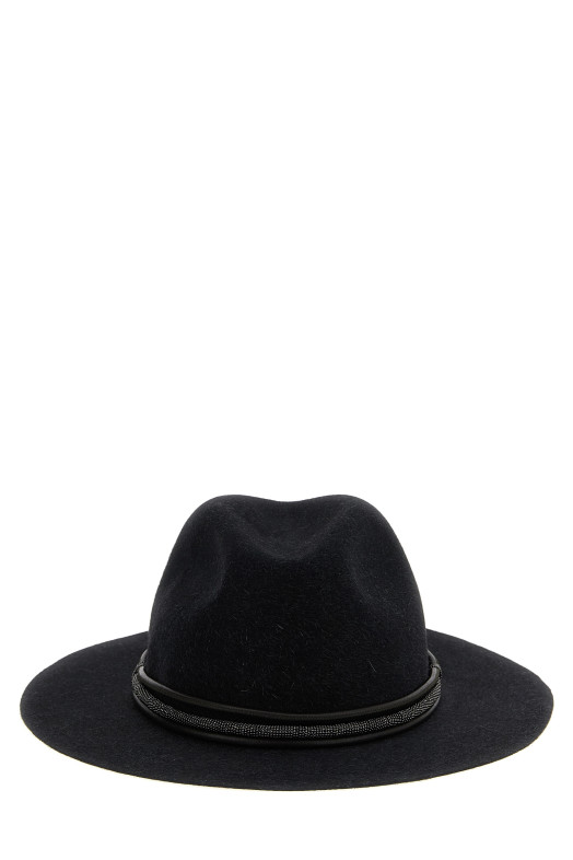 Jewel leather hat Gray