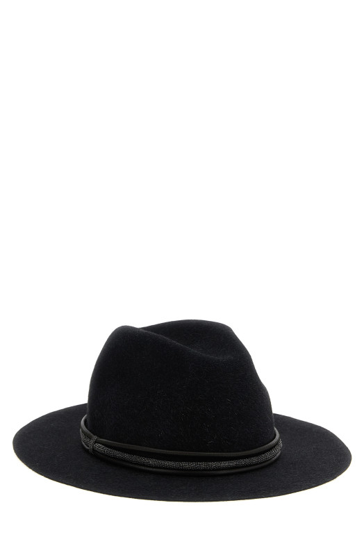 Jewel leather hat Gray
