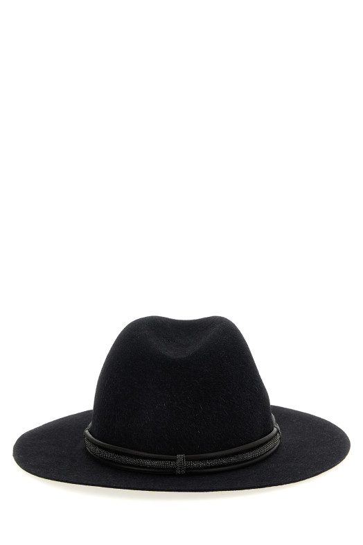 Jewel leather hat Gray