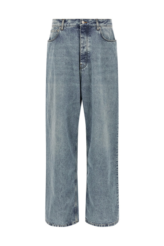 Джинсы с широкими брючинами BLUE BALENCIAGA 745213TRW556185