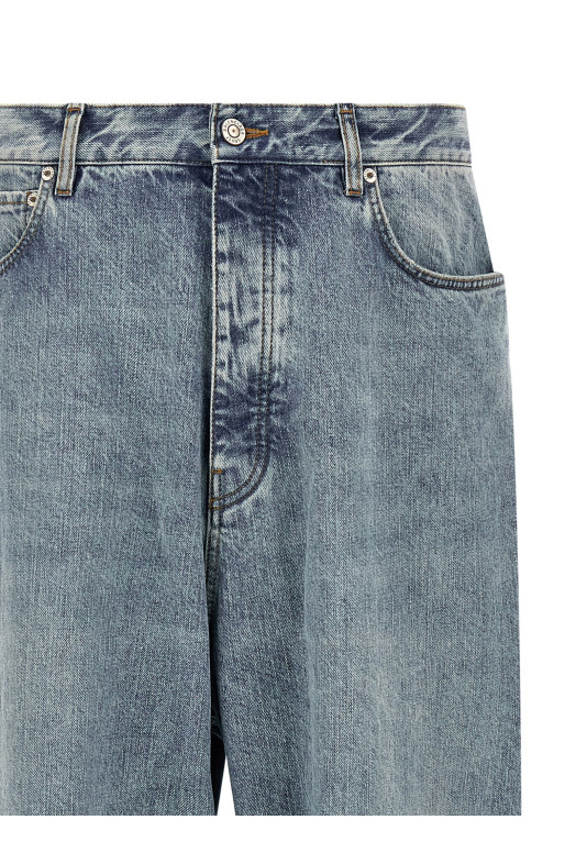 Джинсы с широкими брючинами BLUE BALENCIAGA 745213TRW556185