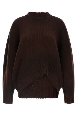 Logo embroidery sweater Brown