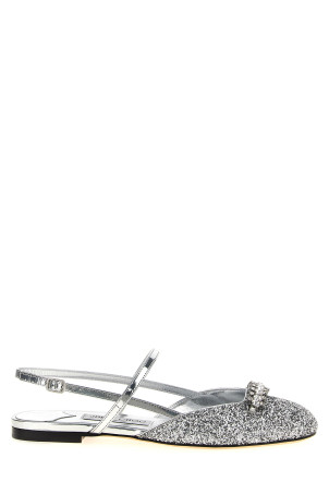 JIMMY CHOO 'Белинда' с открытой пяткой, серебристый BELINDASBFLATJDPSILVER JIMMY CHOO 'Белинда' с открытой пяткой, серебристый BELINDASBFLATJDPSILVER