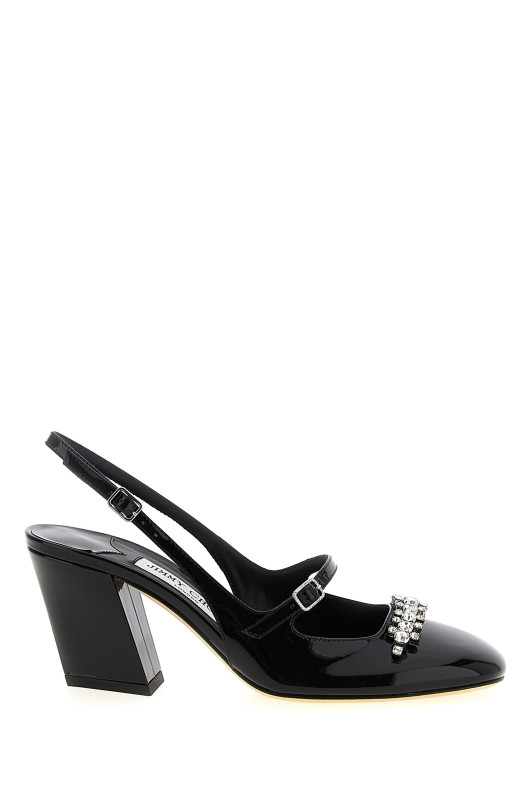 JIMMY CHOO 'Белинда' с открытой пяткой, черные BELINDASB70PATBLACK