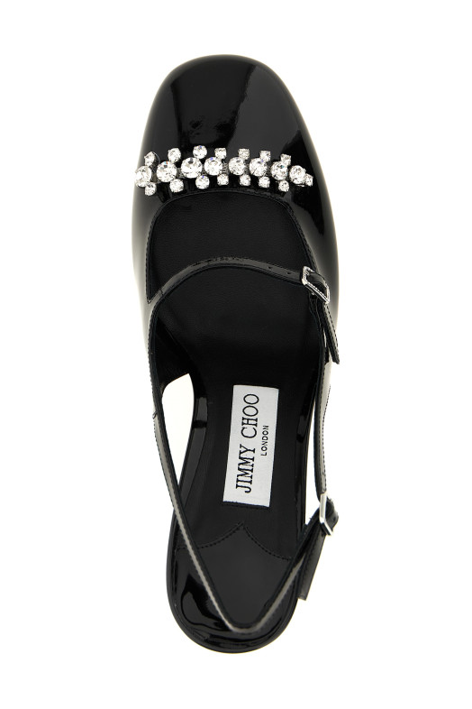 JIMMY CHOO 'Белинда' с открытой пяткой, черные BELINDASB70PATBLACK