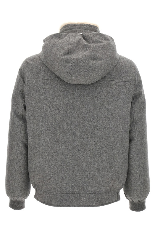 Шерлінгова куртка-бомбер з коміром Сірий BRUNELLO CUCINELLI MM4701606CEN55 Шерлінгова куртка-бомбер з коміром Сірий BRUNELLO CUCINELLI MM4701606CEN55