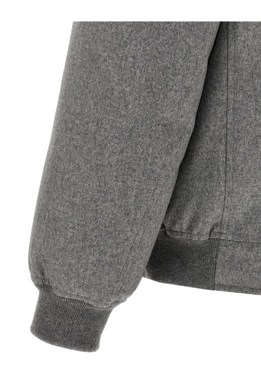 Шерлінгова куртка-бомбер з коміром Сірий BRUNELLO CUCINELLI MM4701606CEN55 Шерлінгова куртка-бомбер з коміром Сірий BRUNELLO CUCINELLI MM4701606CEN55