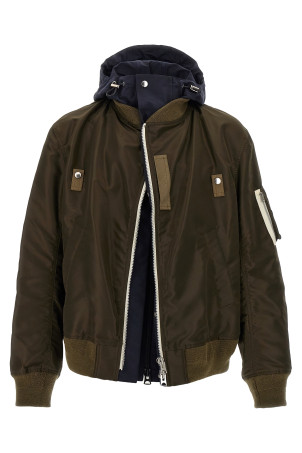 Нейлонова куртка-бомбер з капюшоном, різнокольорова SACAI 2503784M532 Нейлонова куртка-бомбер з капюшоном, різнокольорова SACAI 2503784M532
