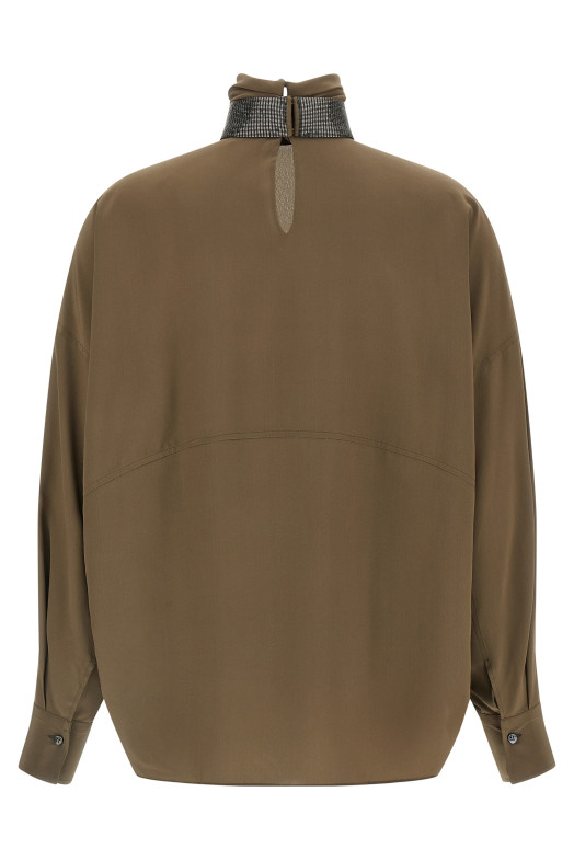 Шовкова блуза коричнева BRUNELLO CUCINELLI MB993EK724C3981 Шовкова блуза коричнева BRUNELLO CUCINELLI MB993EK724C3981