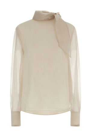 Silk blouse with lavallière White
