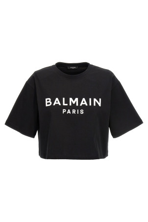 Футболка с логотипом, черная BALMAIN BF1EE020BB02EAB Футболка с логотипом, черная BALMAIN BF1EE020BB02EAB