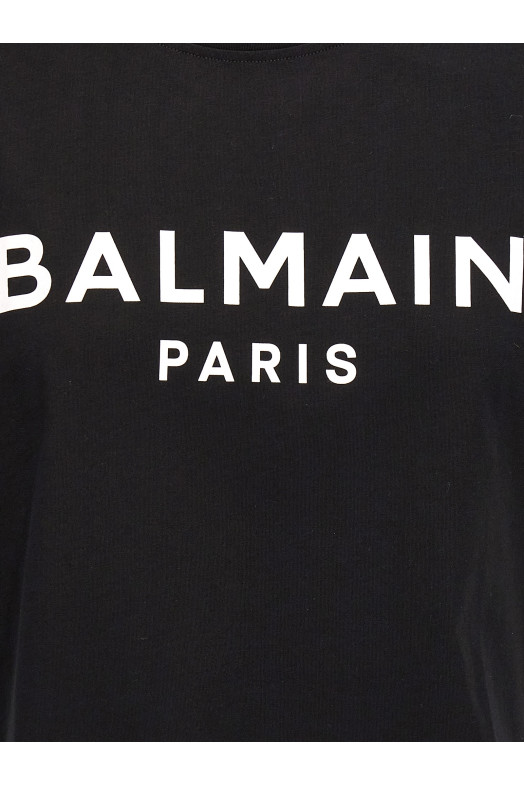 Футболка с логотипом, черная BALMAIN BF1EE020BB02EAB