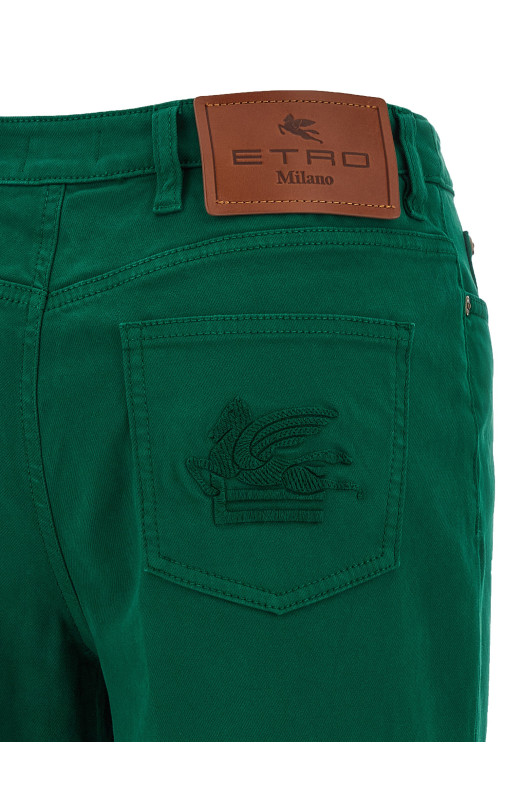 Хлопковые брюки Зеленые ETRO WRNB0026AV689V0402
