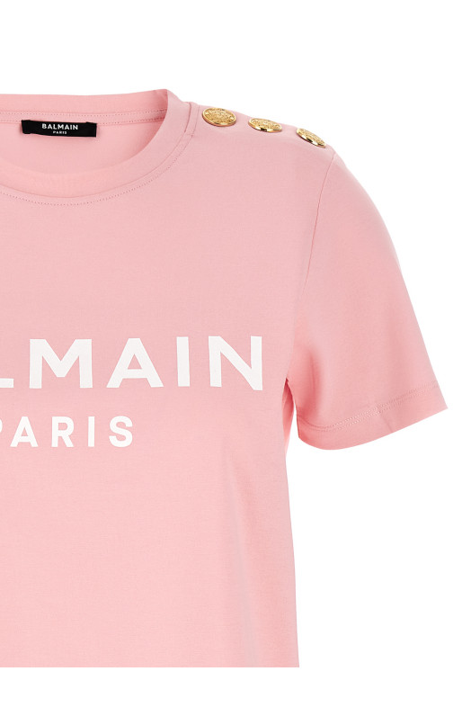 Gold button t-shirt Pink