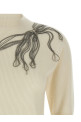 'Shiny Flower Embroidery' sweater White