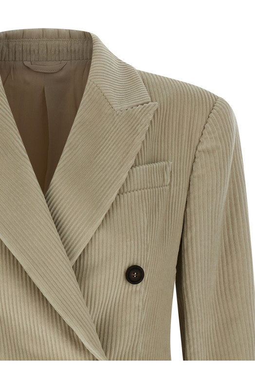Бархатный блейзер Бежевый BRUNELLO CUCINELLI MA1807540C2430 Бархатный блейзер Бежевый BRUNELLO CUCINELLI MA1807540C2430