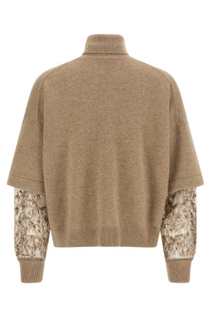 Sequin sleeve sweater Brown