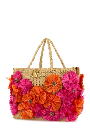 Декорированная сумка для покупок из рафии с логотипом VLogo VALENTINO GARAVANI (6W2B0R45GCZ) Декорированная сумка для покупок из рафии с логотипом VLogo VALENTINO GARAVANI (6W2B0R45GCZ)