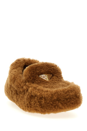 Мокасины из овчины Коричневые PRADA 1DD087FZF05MPDF098L Мокасины из овчины Коричневые PRADA 1DD087FZF05MPDF098L