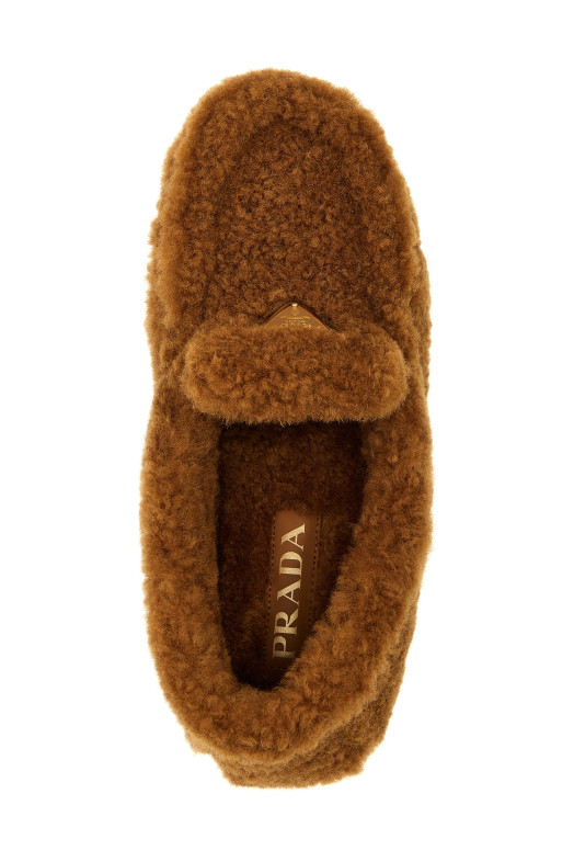 Мокасины из овчины Коричневые PRADA 1DD087FZF05MPDF098L Мокасины из овчины Коричневые PRADA 1DD087FZF05MPDF098L