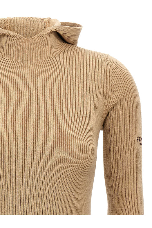 Платье с капюшоном Бежевое FENDI FZDC60ASJKF1PNO Платье с капюшоном Бежевое FENDI FZDC60ASJKF1PNO