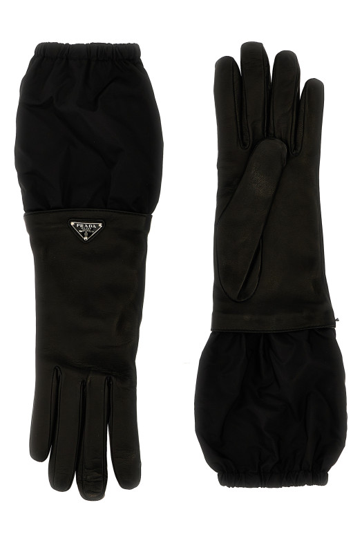 Перчатки из нейлона с логотипом, черные PRADA 1GG181038F0632 Перчатки из нейлона с логотипом, черные PRADA 1GG181038F0632
