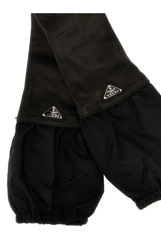 Перчатки из нейлона с логотипом, черные PRADA 1GG181038F0632 Перчатки из нейлона с логотипом, черные PRADA 1GG181038F0632