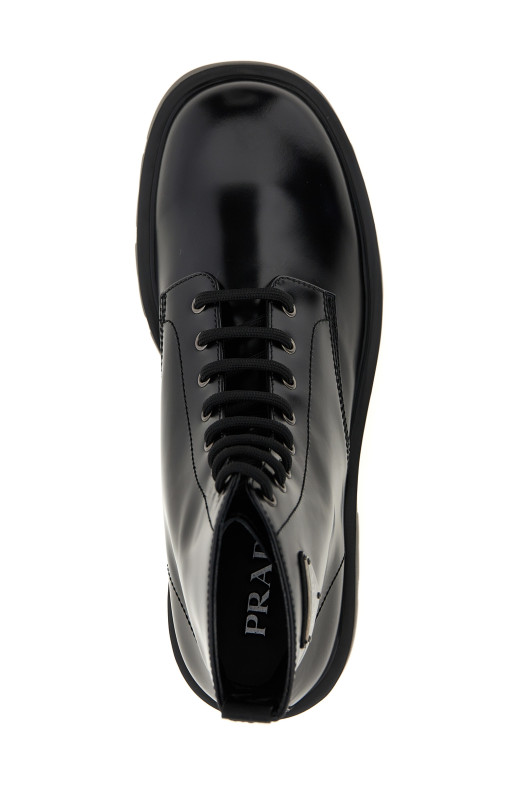 Черевики з матової шкіри з логотипом Чорні PRADA 2TG242FG000B4LF0002 Черевики з матової шкіри з логотипом Чорні PRADA 2TG242FG000B4LF0002