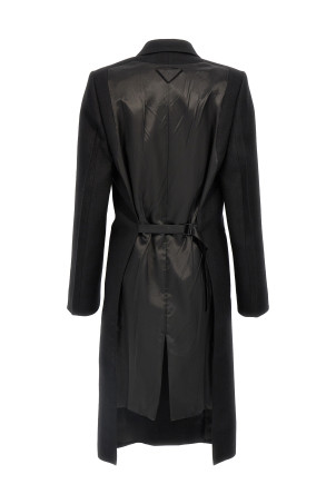 Satin insert double-breasted coat Black Satin insert double-breasted coat Black
