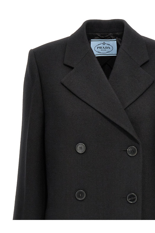 Satin insert double-breasted coat Black Satin insert double-breasted coat Black