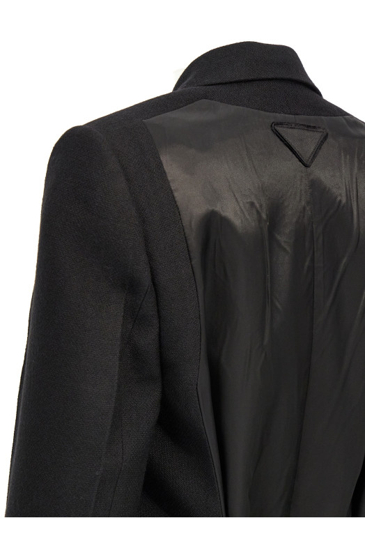 Satin insert double-breasted coat Black Satin insert double-breasted coat Black