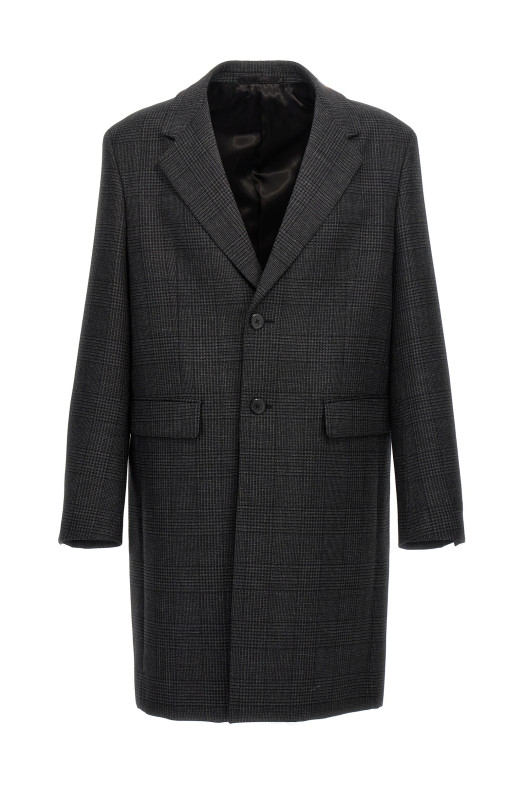 Check single-breasted coat Gray