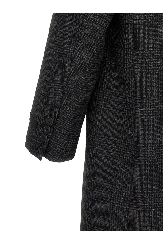 Check single-breasted coat Gray