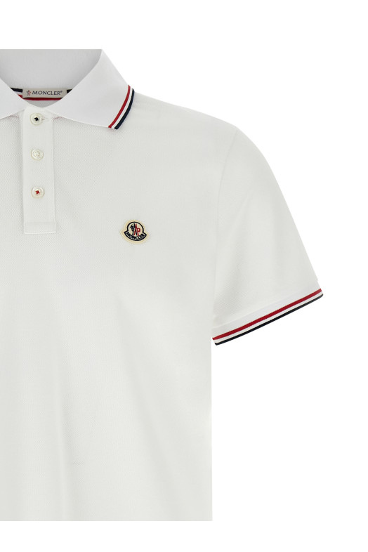 Бавовняна сорочка-поло з піке Біла MONCLER K20918A7030084556001
