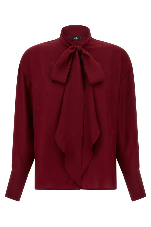 Жаккардовая шелковая блузка бордового цвета ETRO WRIA007799TU1L3R0368